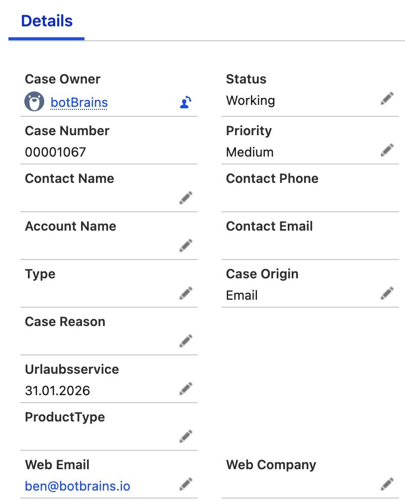 AI filling case fields automatically