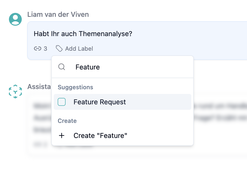 Label selection interface showing how to tag conversations
