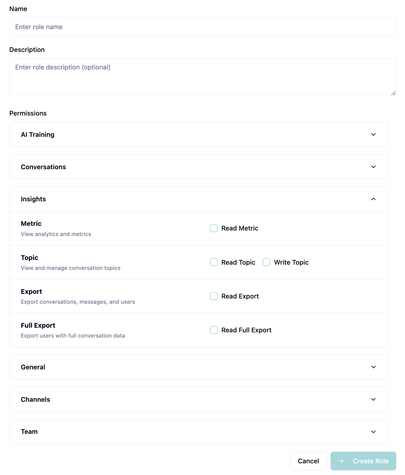 Custom role with granular permissions