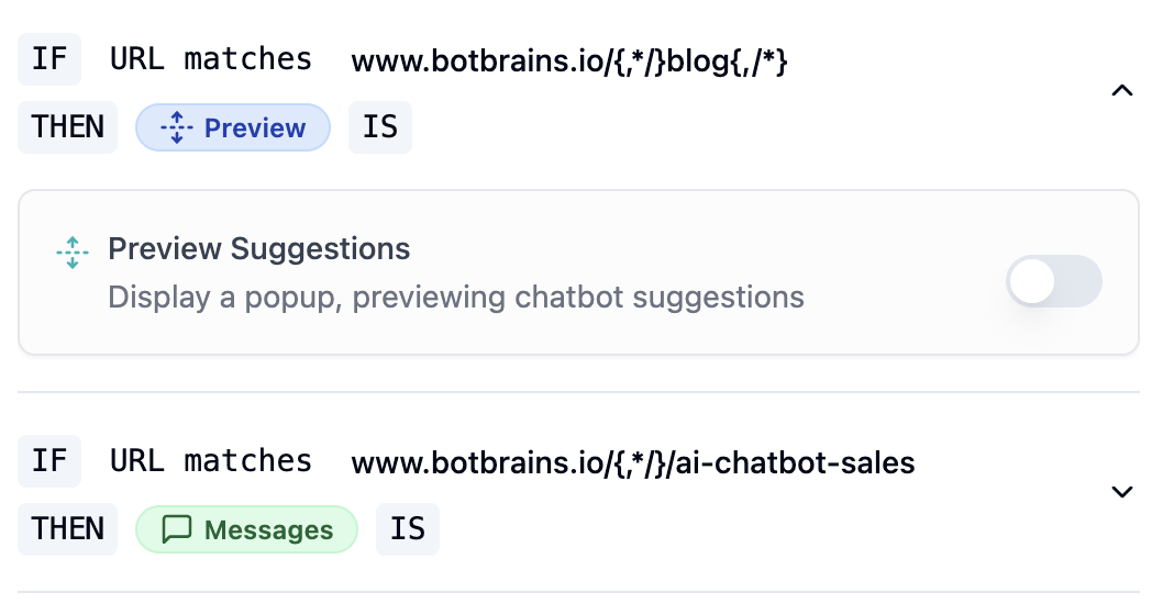Rules Interface in the botBrains Platform